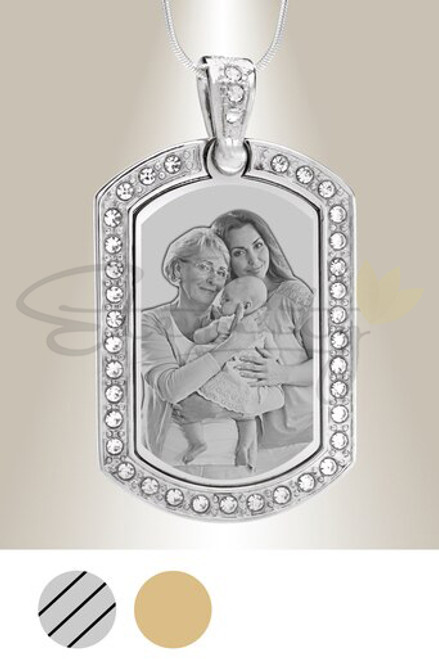 Gem-bordered Dog Tag - Photo Engraved