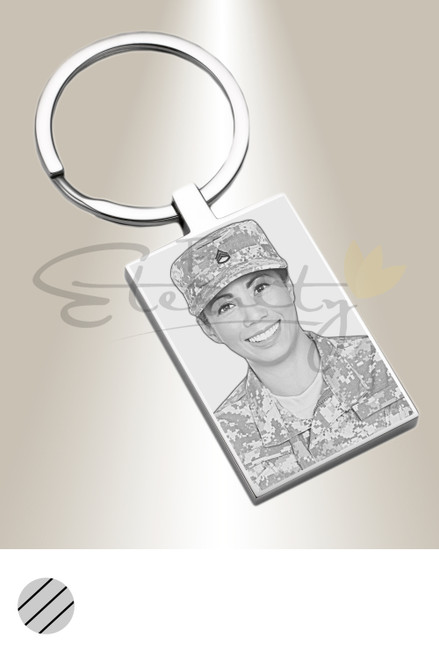 Cremation Rectangle Keychain - Photo Engraved