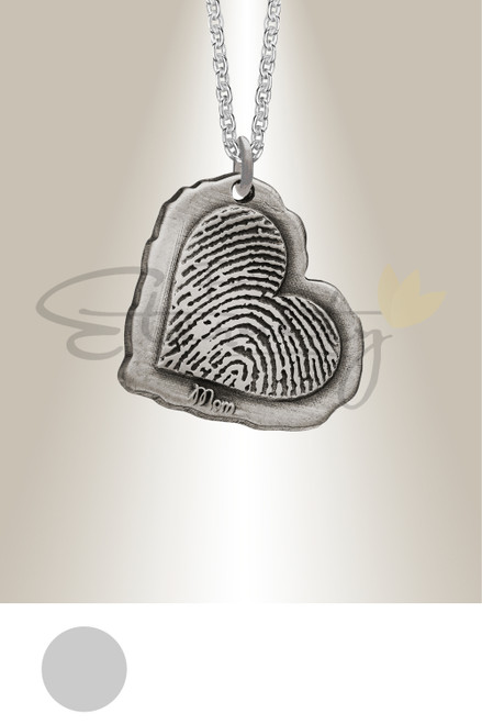 Antiqued Heart - Fingerprint Pendant