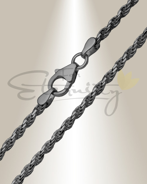 Black Plated Sterling Silver Rope Chains
