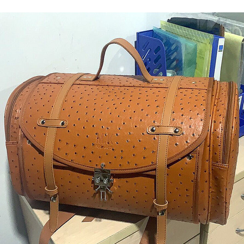 Faux-Ostrich Leather Motorcycle Bag