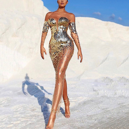Sexy , Elegant Sequined Dress