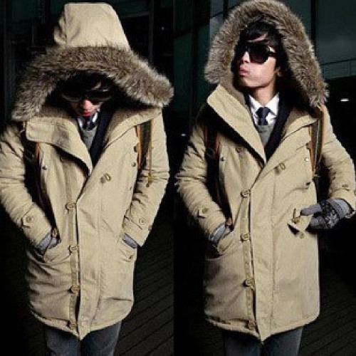 Men's Warm Cotton Parka Overcoat