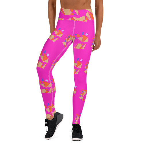 Yoga Leggings Pink Abstract