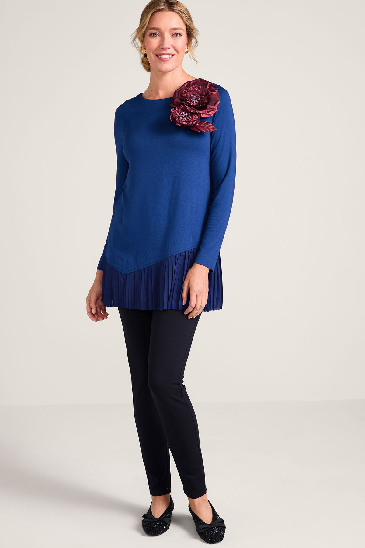 Prelude Boatneck Pleated Knit Tunic - thumbnail 5