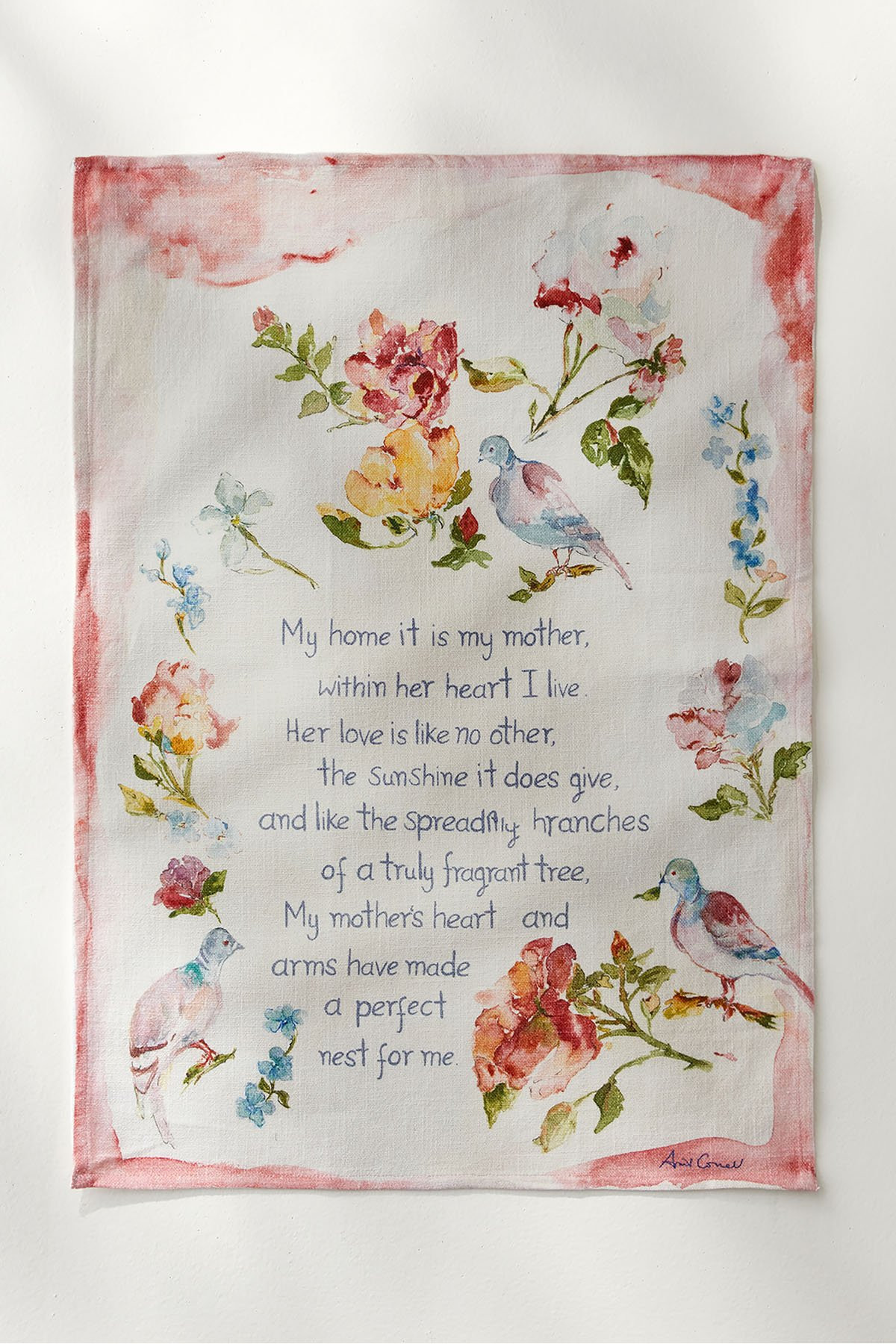April Cornell Mother's Poem Watercolor Tea Towel