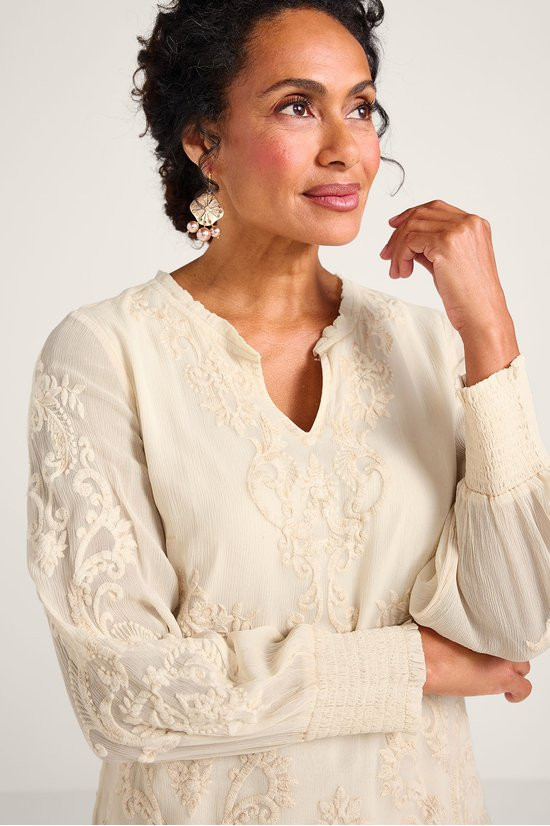 Delphine Embroidered Chiffon Tunic - thumbnail 5