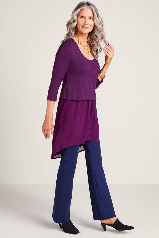 Duet 3/4 Sleeve Knit & Chiffon Tunic - thumbnail 3