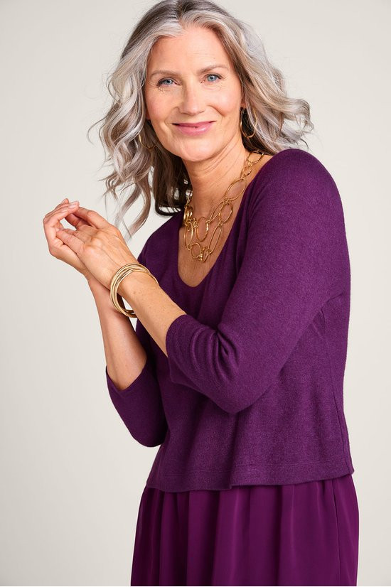 Duet 3/4 Sleeve Knit & Chiffon Tunic - thumbnail 5