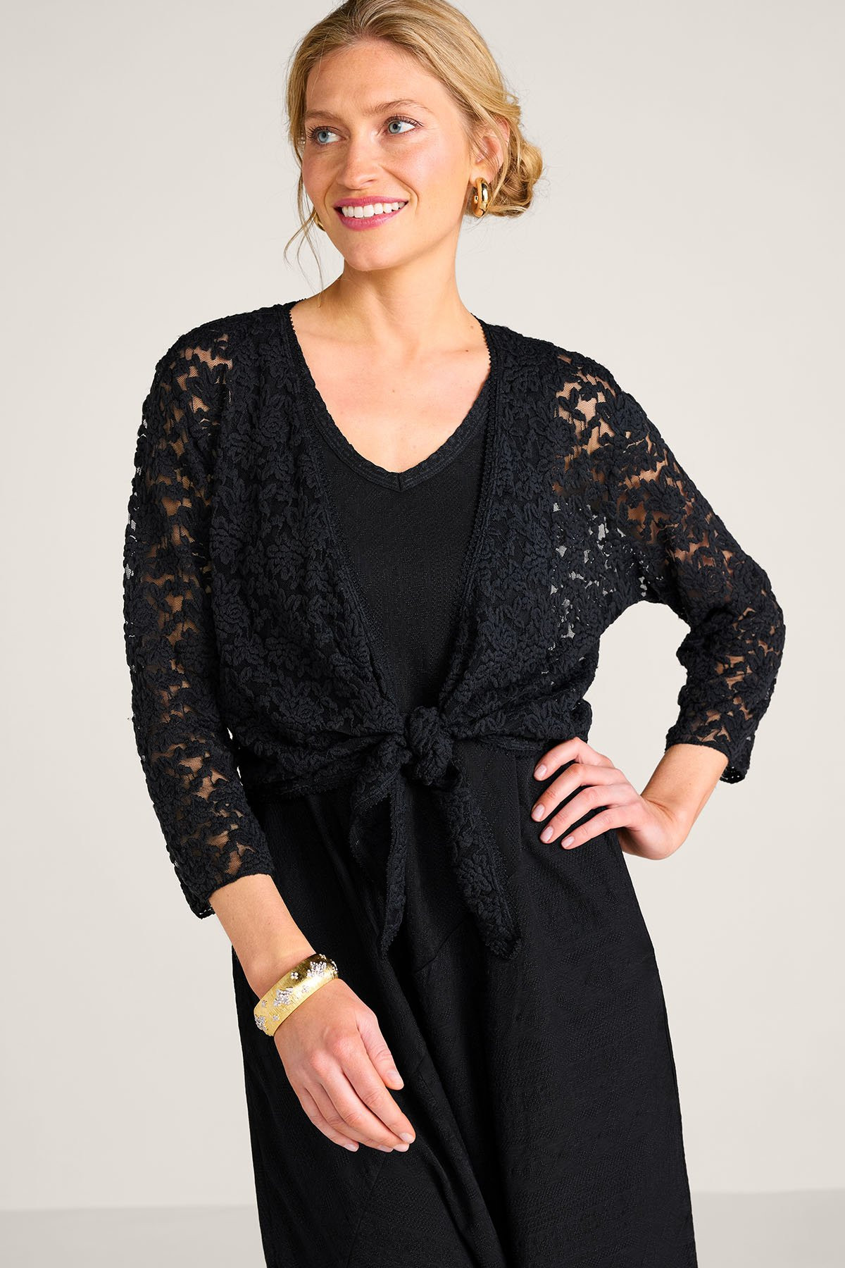 Stretch Lace 3/4 Slv Topper - thumbnail 3