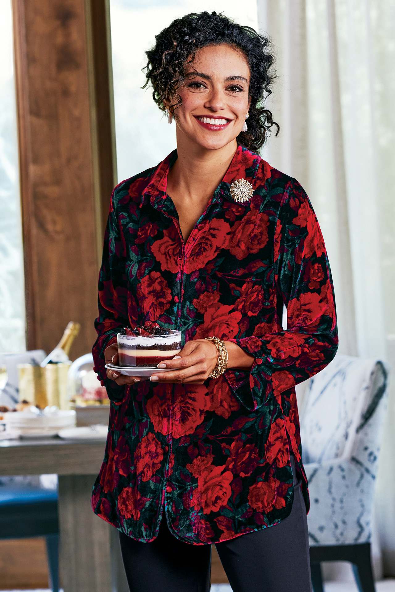 Icon Silk Velvet Poets Tunic Shirt - thumbnail 7