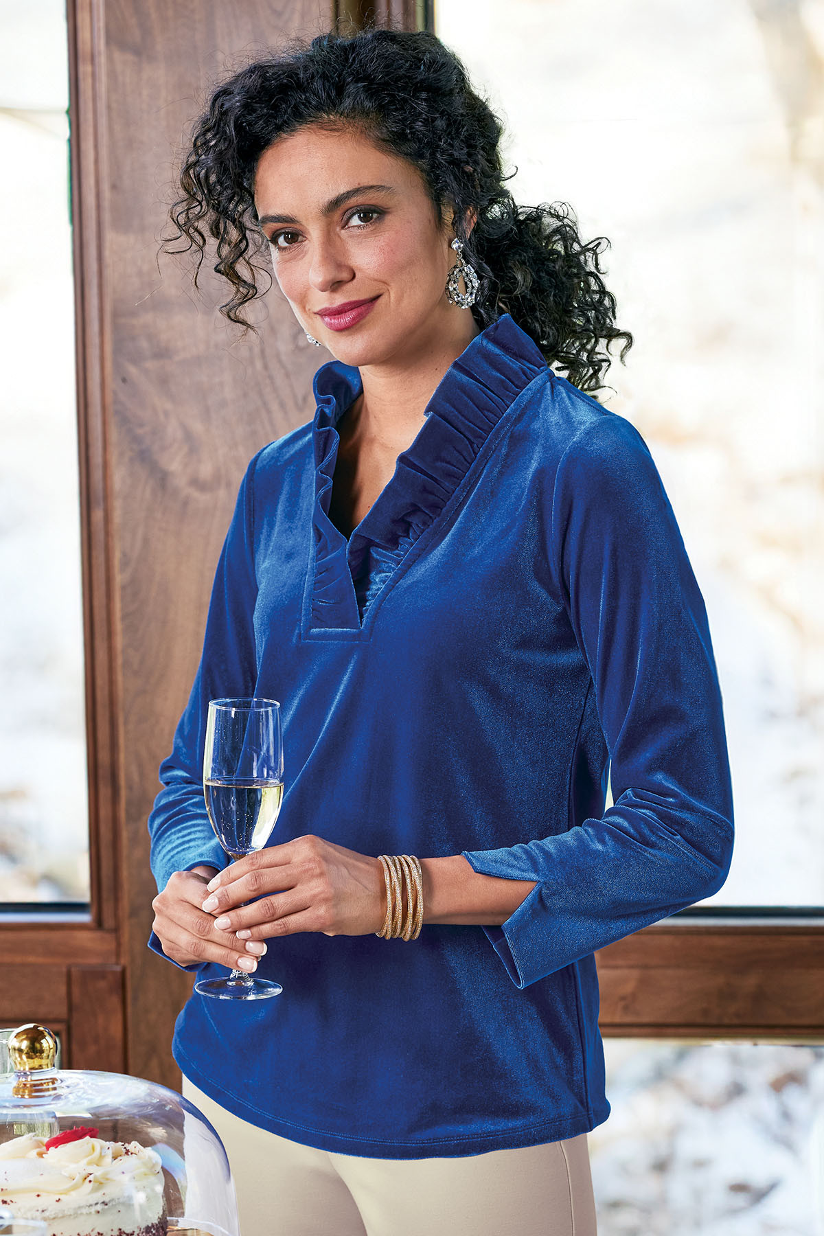 Marlee Ruffle Velvet Top - thumbnail 10