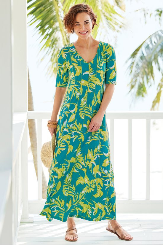 Palm Print Knit Maxi Dress - thumbnail 6