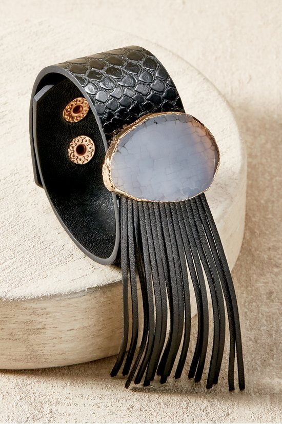 Leah Fringe Faux Leather Bracelet - thumbnail 2