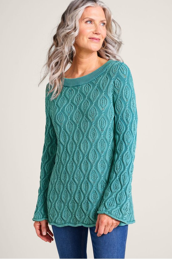 Perfectly Pointelle Cable Tunic Sweater - thumbnail 8