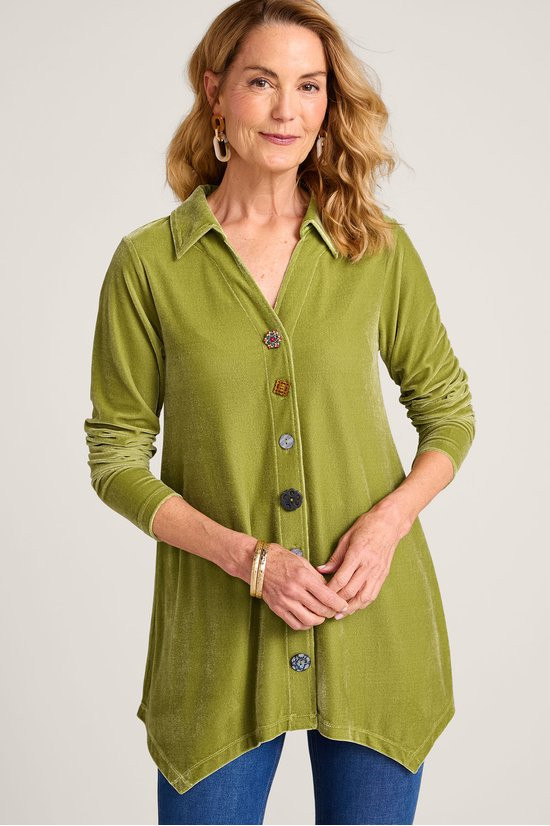 Velvet Danielle Button Long Sleeve Tunic - thumbnail 4