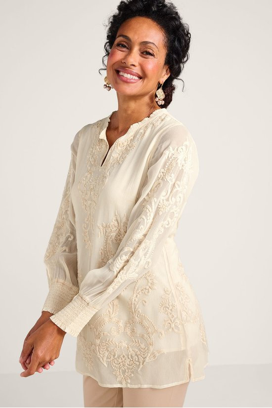 Delphine Embroidered Chiffon Tunic - thumbnail 8