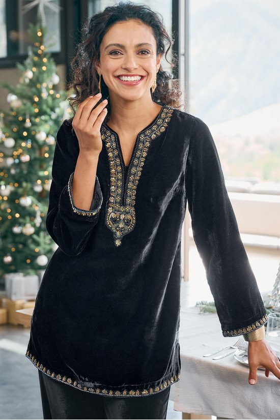 Estrella Embellished Velvet Tunic - thumbnail 10