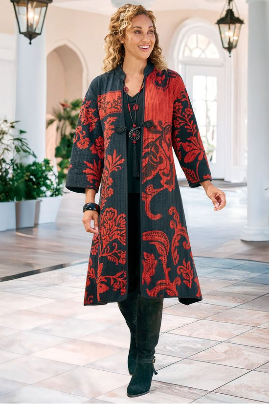 Scarlet Serenity Long Knit Topper - thumbnail 10