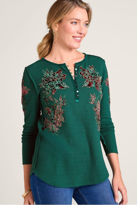 Velvet Vine Waffle Knit Henley - thumbnail 7