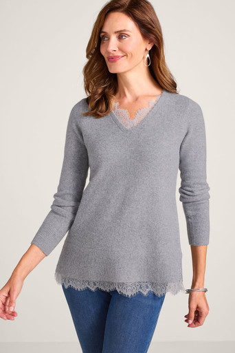 Graced In Lace Layered-Look Sweater - thumbnail 8