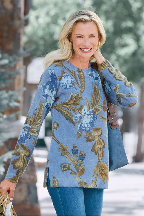 Floral Bloom Fine Gauge LS Sweater - thumbnail 8