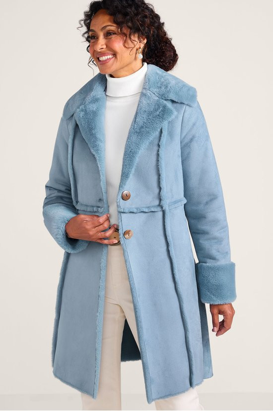 Charmonix Mid Length Faux Fur Suede Coat - thumbnail 8