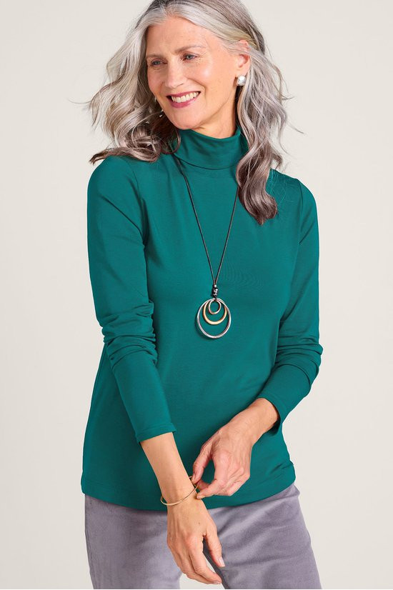 Cotton Stretch Jersey LS Turtleneck Top - thumbnail 8