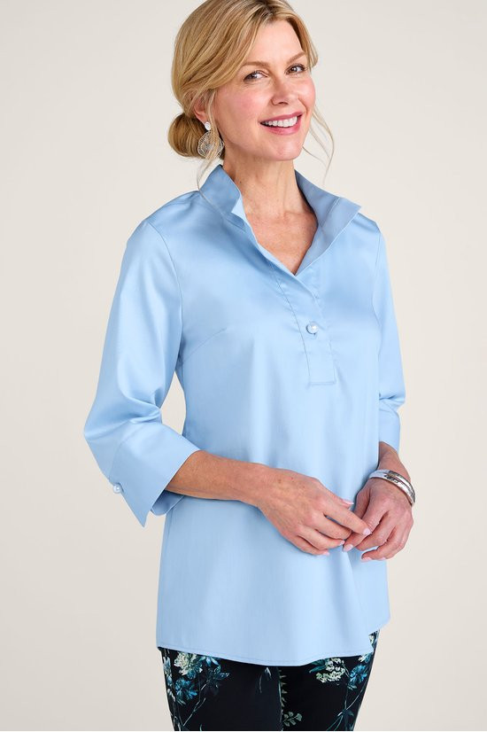 Easy Care Stretch Woven 3/4 Slv Popover - thumbnail 9