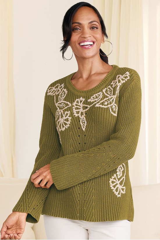 Embroidered Shaker Pullover Swtr - thumbnail 6