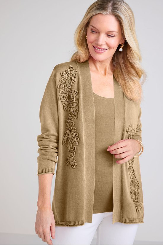Soutache Detail Open Front Cardi - thumbnail 10
