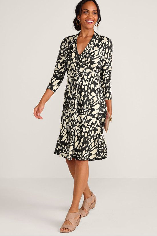 Twist Front Knit 3/4 Slv Short Dress - thumbnail 8