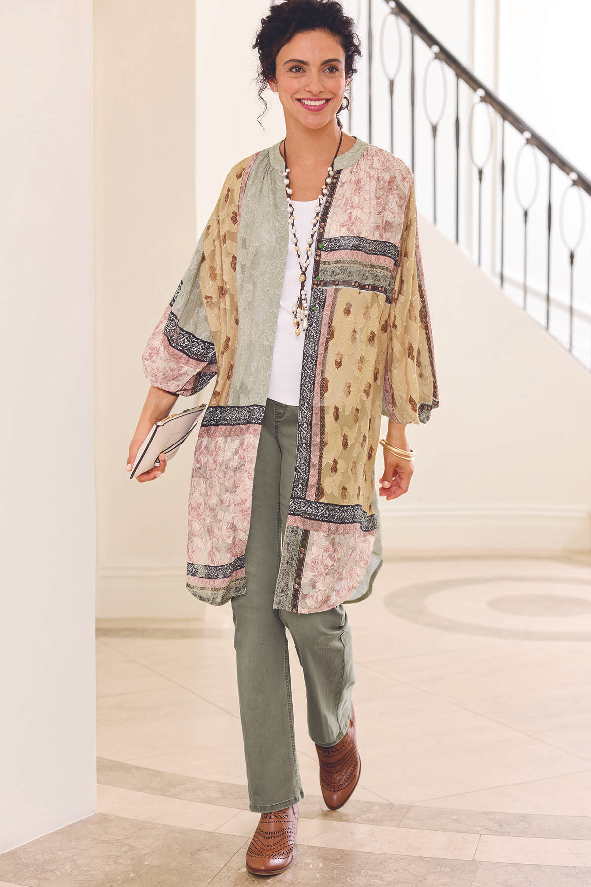 Printed Burnout Jacquard Long Topper - thumbnail 7
