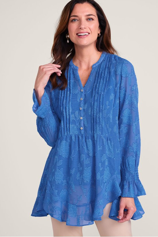 Jacquard Sheer Ruffle Tunic And Tank - thumbnail 6