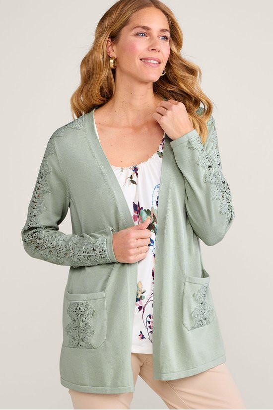 Lace Trim Open Front Cardi - thumbnail 9