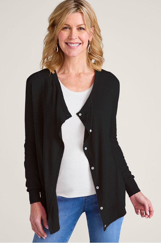 Slub Button Front Drape Cardi - thumbnail 8