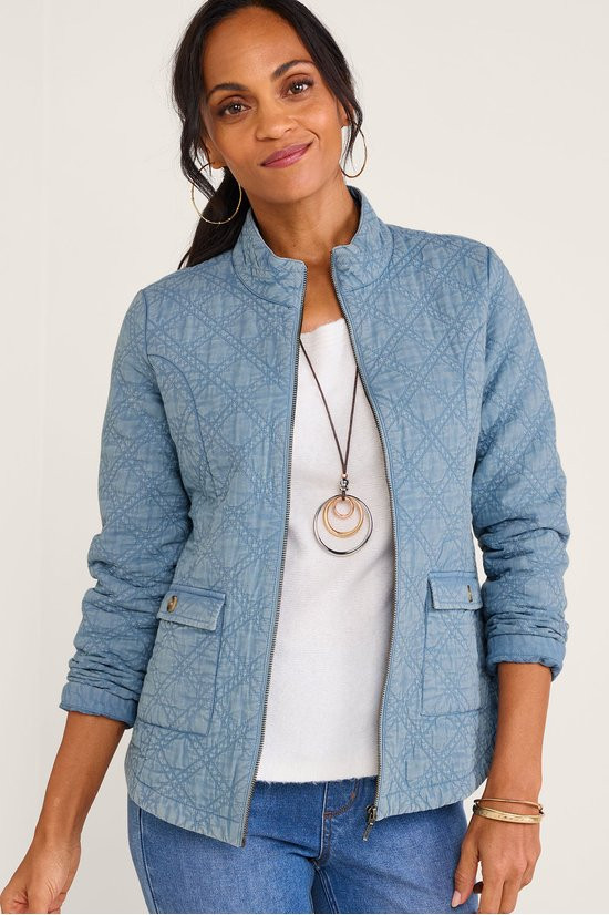 Lightweight Quilted Zip Front Jacket - thumbnail 7