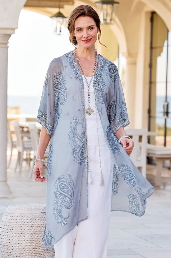 Embellished Paisley Chiffon Duster - thumbnail 8