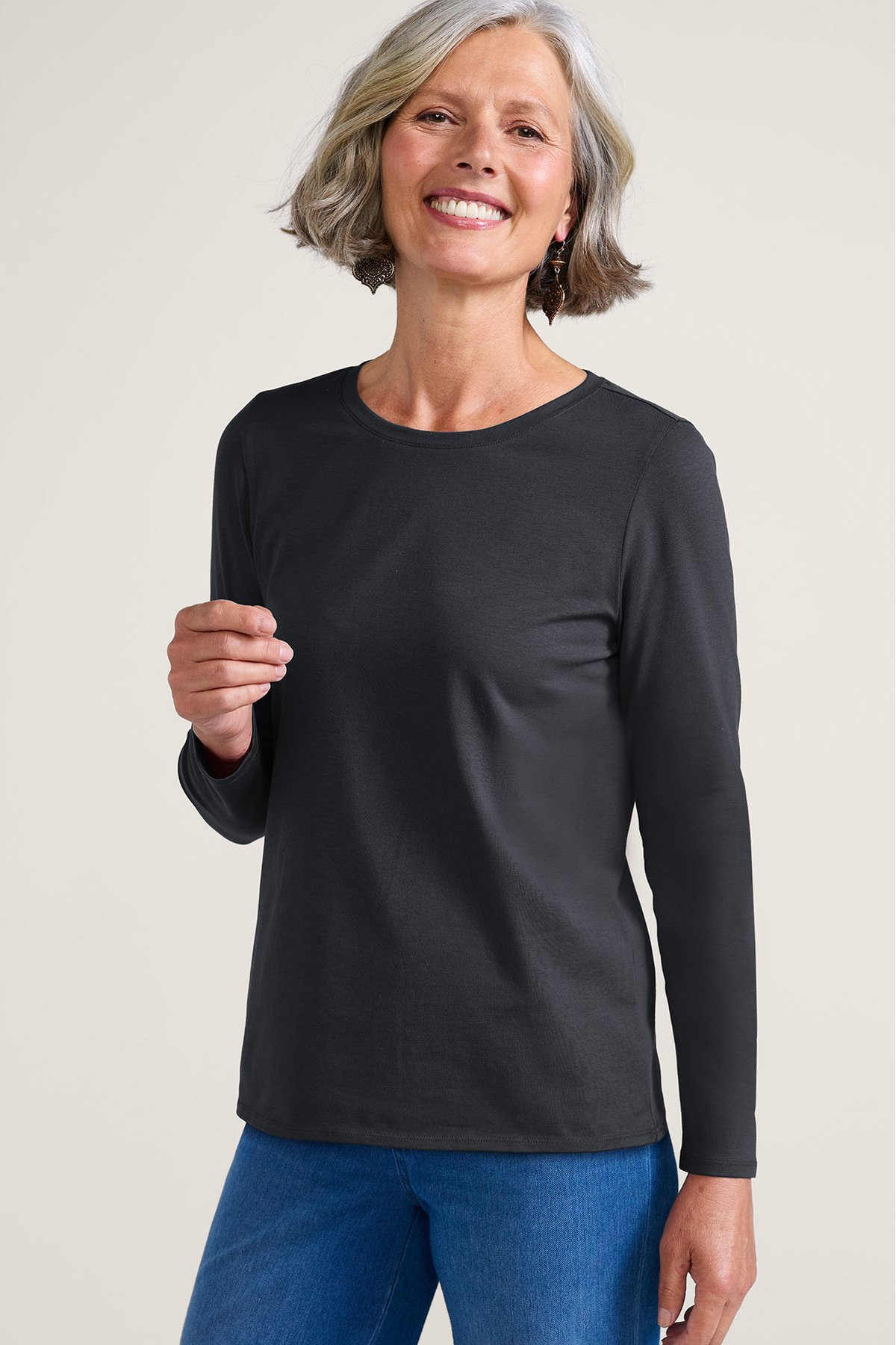 Pima Cotton Crew Neck LS Tee - thumbnail 10