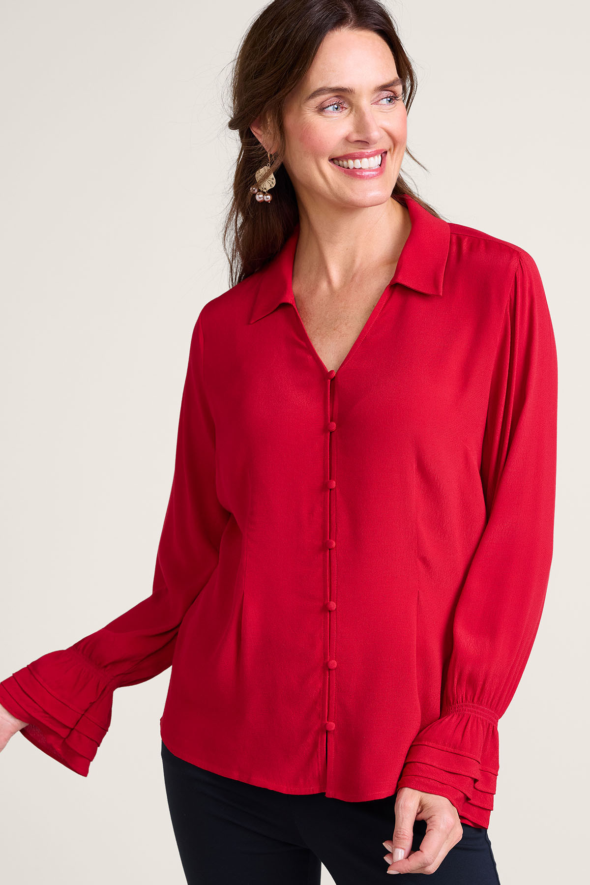 Crepe Btn Front Blouse - thumbnail 10