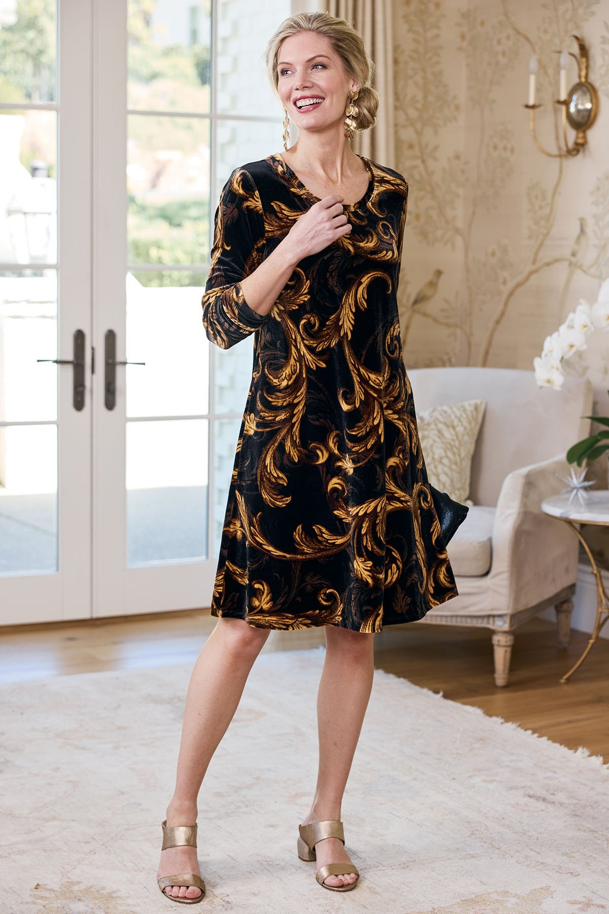 Santiago Velvet Scroll Short Dress - thumbnail 8