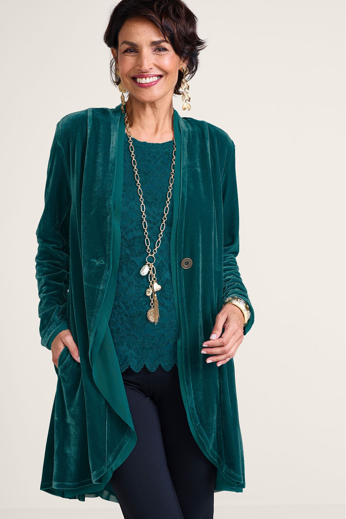 Stretch Velvet Midi Jacket - thumbnail 5