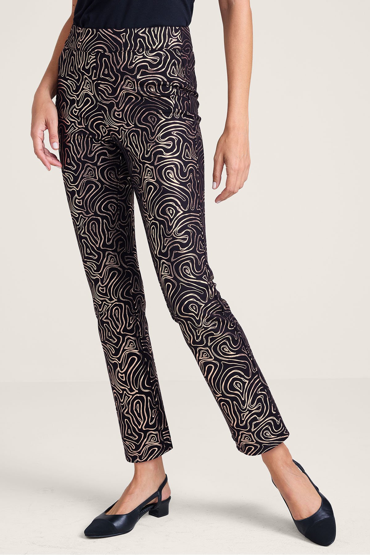 AnyWear Ponte Squiggle Pull On Slim Pants - thumbnail 3