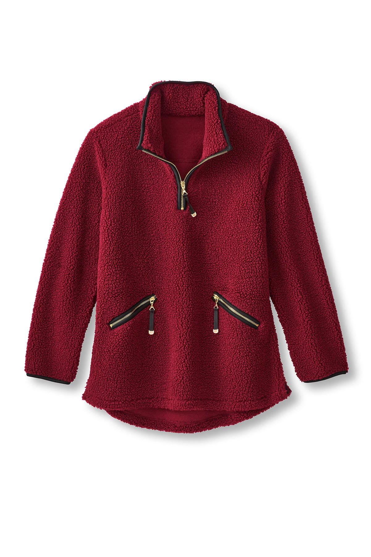 Sherpa Mock Neck Zip Pullover - thumbnail 2