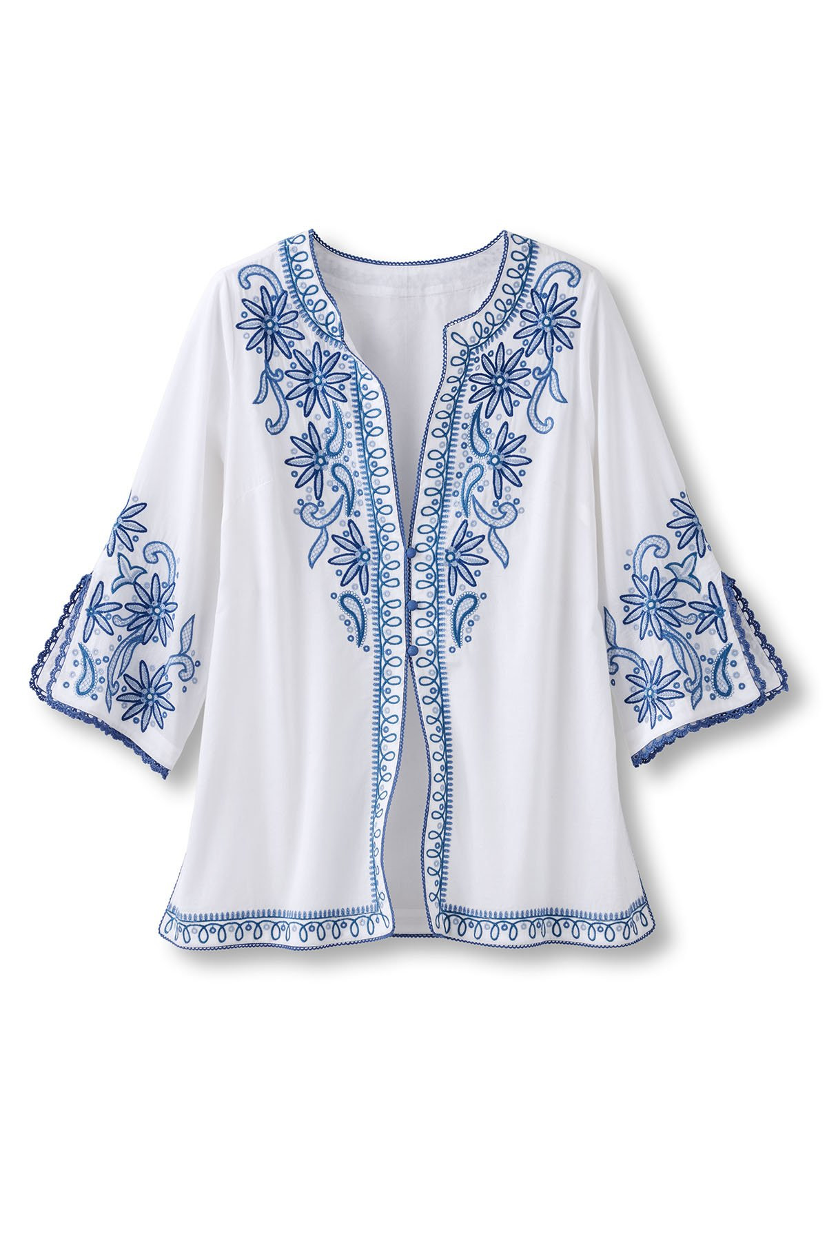 Embroidered Cotton 3/4 Slv Tunic - thumbnail 2