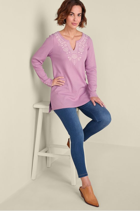 Mya Embroidered Waffle Tunic - thumbnail 3