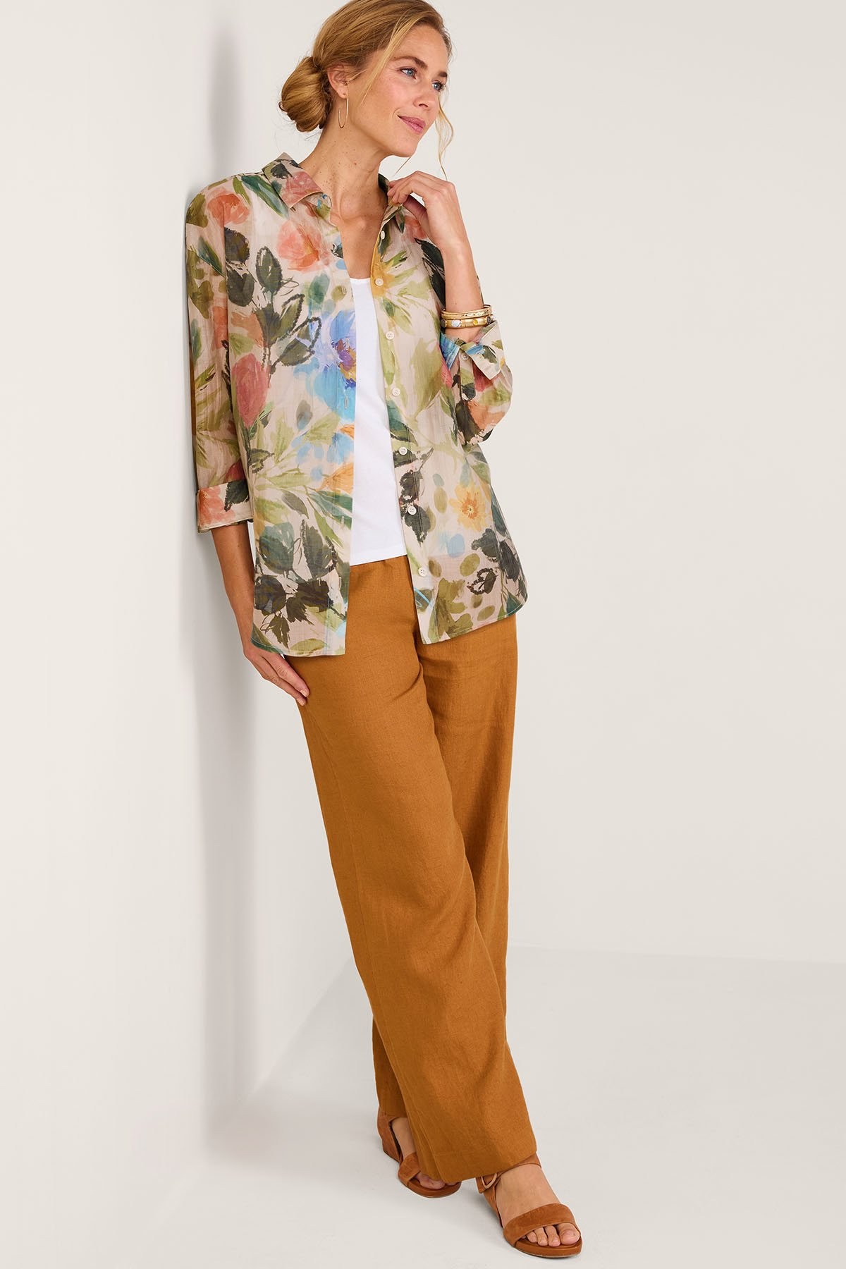 Watercolor LS Button Front Tunic - thumbnail 3