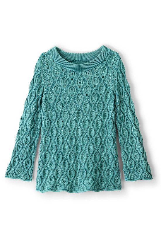 Perfectly Pointelle Cable Tunic Sweater - thumbnail 2