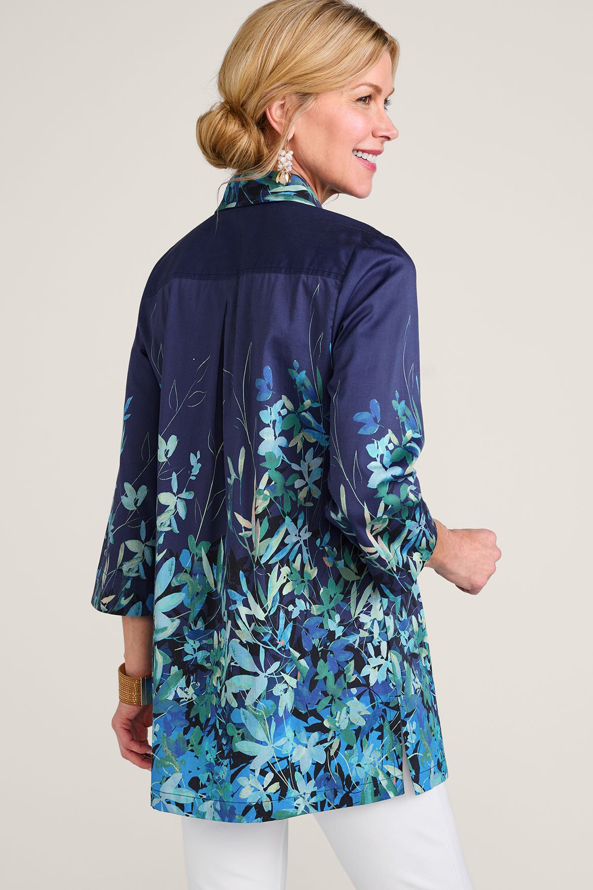 Flowing Flora Stretch 3/4 Slv Long Tunic - thumbnail 3