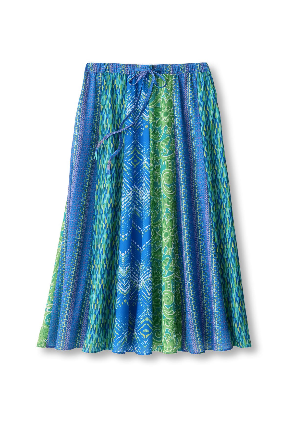Mixed Print Paneled Pull On Midi Skirt - thumbnail 2